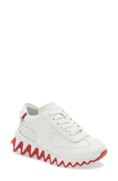 Christian Louboutin Kids' Mini Shark Sculptural-sole Leather Low-top Trainers 4-9 Years In White