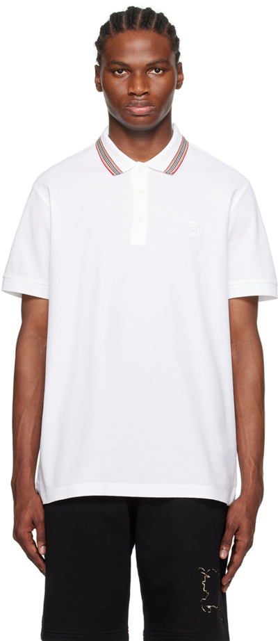 Burberry Pierson Icon Stripe Tb Cotton Polo In White