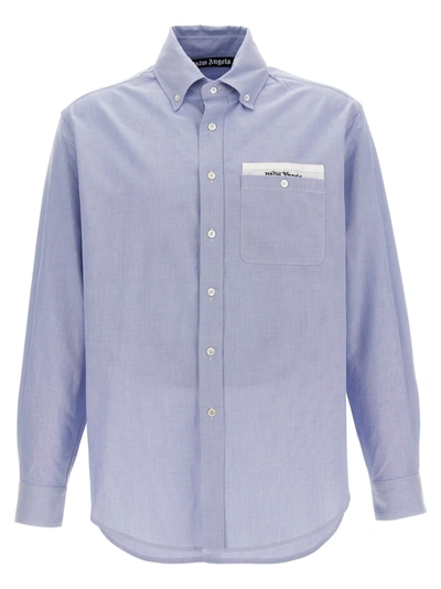 Palm Angels Sartorial-tape Cotton Shirt In Blue