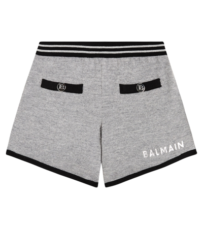 Balmain Kids' Logo-print Wool Shorts In Grey