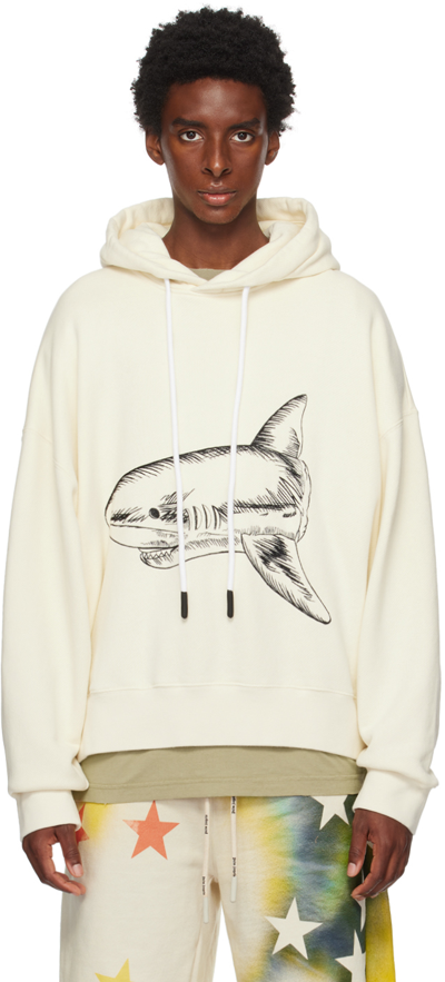 Palm Angels Split Shark Hoodie In White