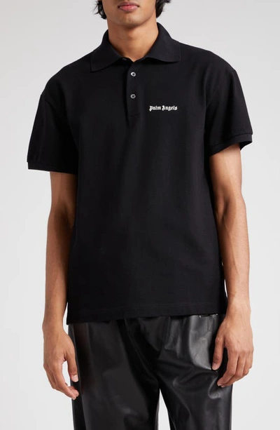 Palm Angels Poloshirt Mit Logo-stickerei In Black