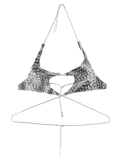 Mugler Rhinestone Bikini Bra In Plata