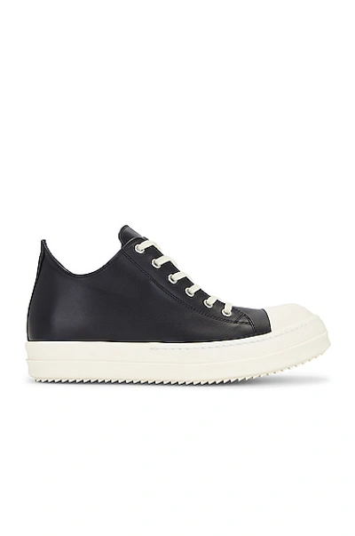 Rick Owens Leather Classic Low-top Sneakers In Black Milk