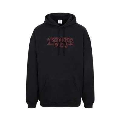 Vetements Paris Cotton Hoodie In Black