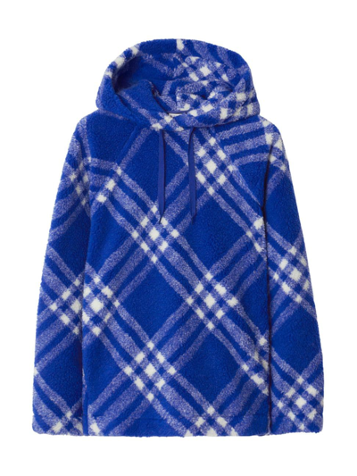 Burberry Checked Faux-shearling Hoodie In Knight Check