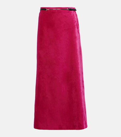 Gucci Horsebit Belt Velvet Skirt In Multicolor