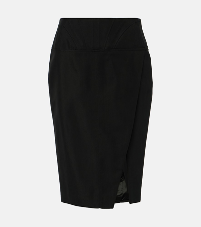 Mugler Mid-rise Panelled Skirt In 1999 Black