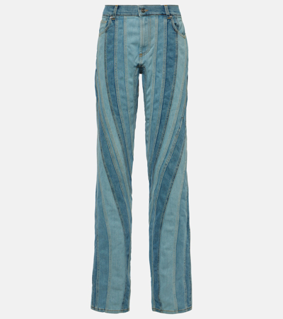 Mugler Spiral Straight-leg Jeans In Blue