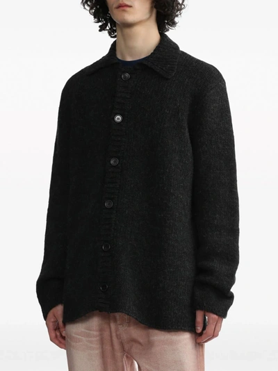 Our Legacy Black Drop Shoulder Cardigan In Shadow Black