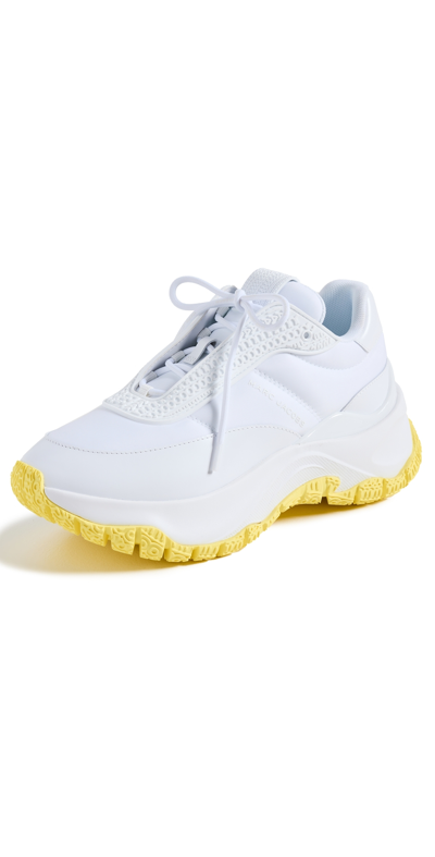 Marc Jacobs The Lazy Runner Logo-embossed Sneakers In White Yellow