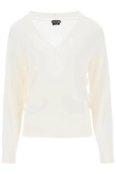 Tom Ford Jumper In Cashmere And Silk In White