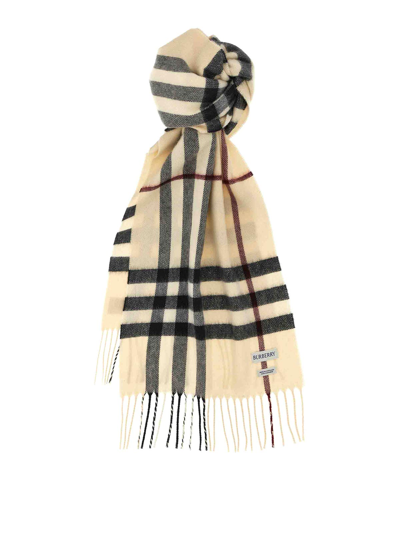 Burberry Check Scarf In Beige