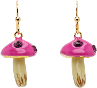 Marni Ssense Exclusive Pink Mushroom Earrings