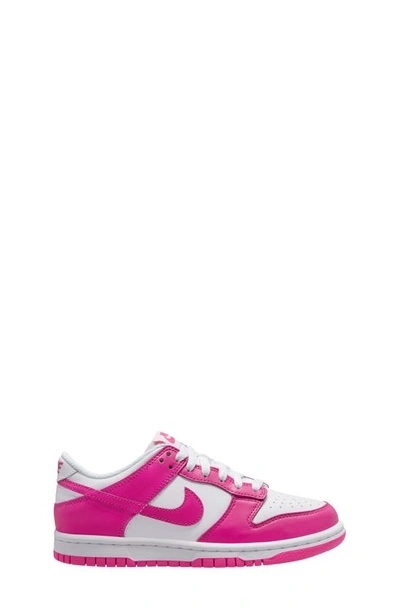 Nike Girls' Little Kids' Dunk Low Casual Shoes In White/laser Fuchsia