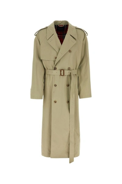 Balenciaga Man Sand Cotton Coat In Brown