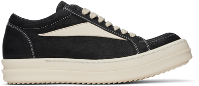 Rick Owens Scarpe Denim Low Top Vintage Sneakers In Black Milk