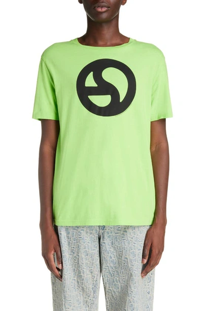 Acne Studios Warped Logo Cotton Graphic T-shirt In Green