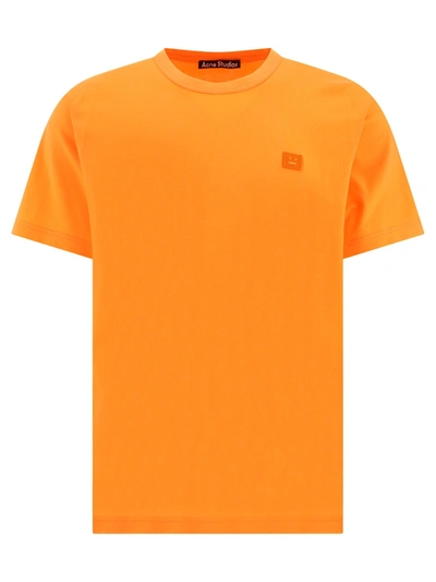 Acne Studios Nace Face Patch Cotton T-shirt In Orange