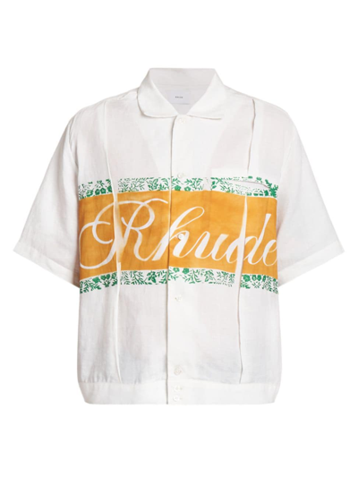 Rhude White Pleated Shirt In Ivory