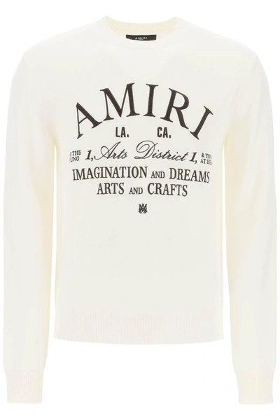 Amiri Arts District Logo-embroidered Wool Jumper In Alabaster