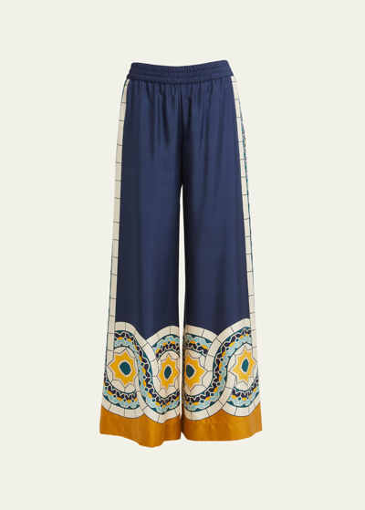 La Doublej Palazzo Pants In Mudejar Placée Blue