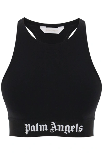 Palm Angels Logo Tape Cropped Top In Black