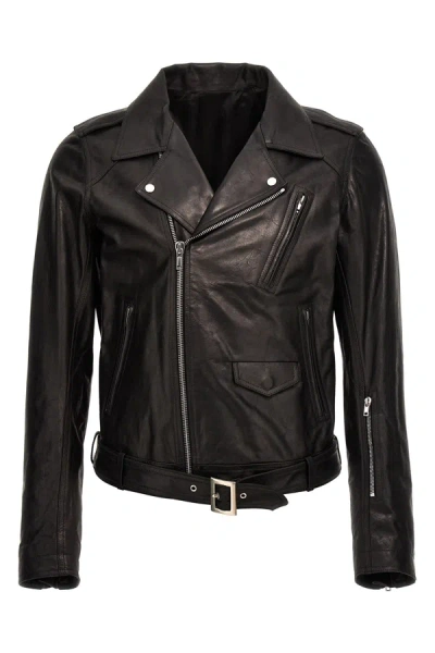 Rick Owens Leather Jackets In Black