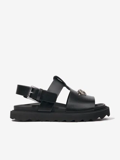 Versace Babies' Kids Leather Medusa Sandals In Black