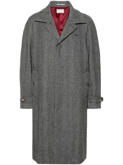 Brunello Cucinelli Herringbone Trenchcoat In Grey