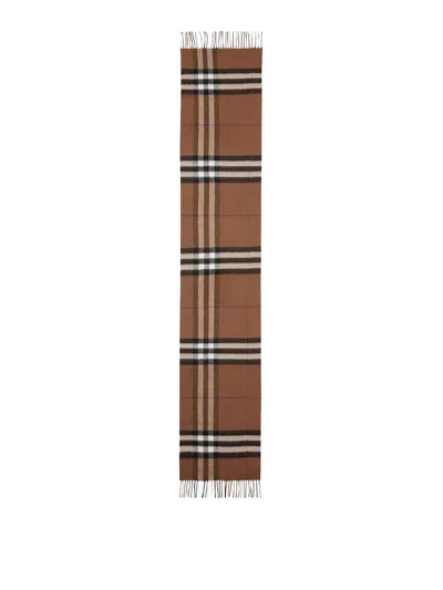 Burberry Tartan Pattern Scarf In Brown