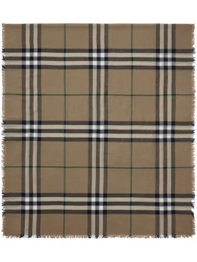 Burberry Logo Scarf In Brown