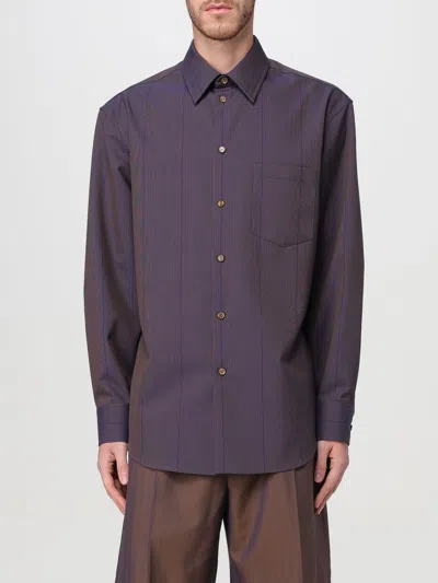 Burberry Long Sleeved Buttoned Striped Shirt In Blue