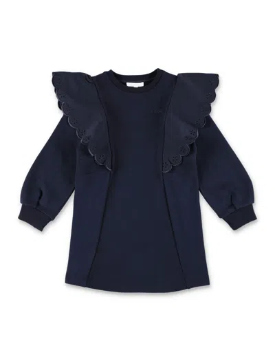 Chloé Kids' Fleece Rouge Dress In Blue