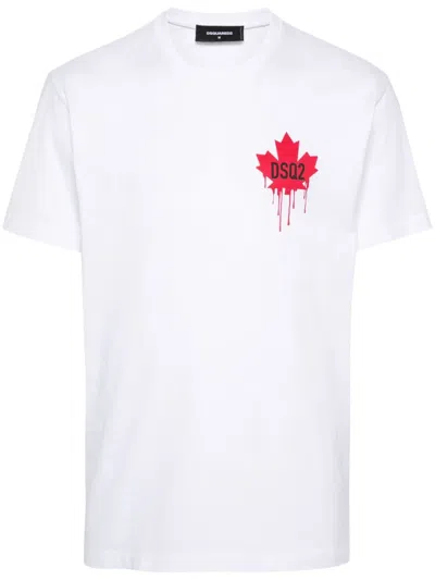 Dsquared2 Cool Fit Leaf Logo T-shirt In White