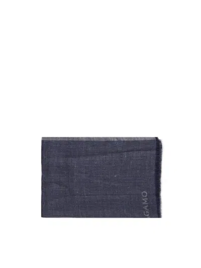 Ferragamo Cashmere-blend Jacquard Scarf In Blue