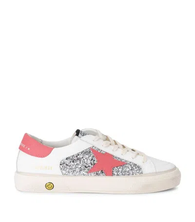 Golden Goose Kids' Leather May Sneakers In White