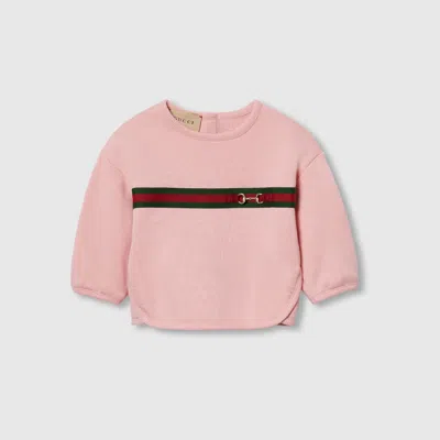 Gucci Babies' Cotton Sweatshirt With Web In Pink