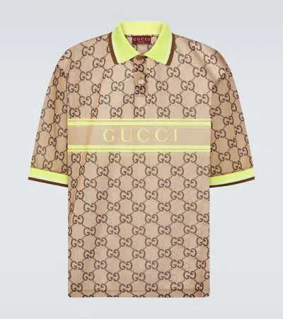 Gucci Polo Shirt Printed On The Net In Beige