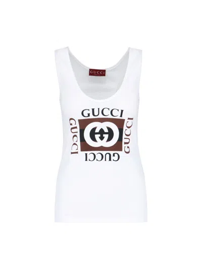 Gucci Logo Cotton Tank Top In Multicolor