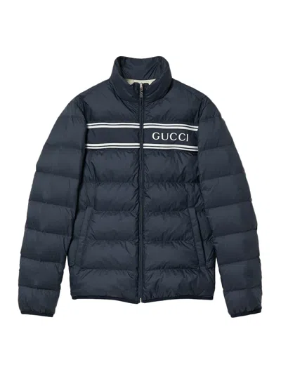 Gucci Nylon Down Jacket In Blue