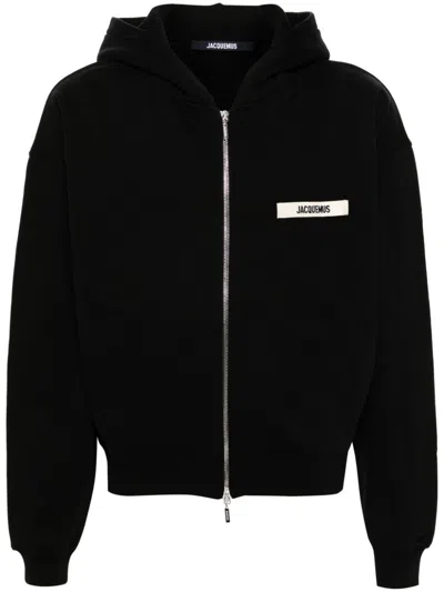 Jacquemus Le Hoodie Gros Grain Zip-up Sweatshirt In Black