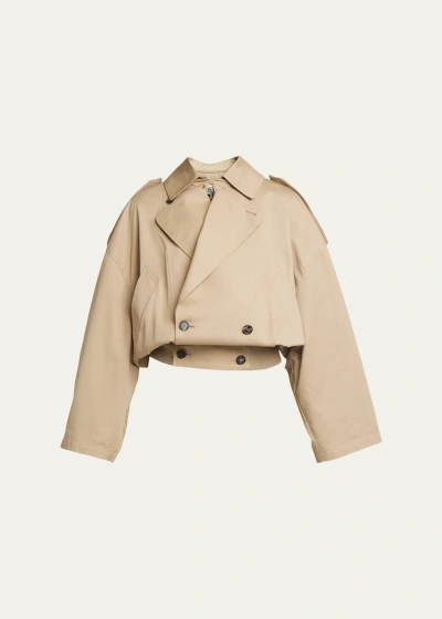 Loewe Cropped Trench Jacket In Kraft Beig