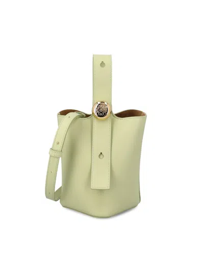 Loewe Pebble Mini Bucket Bag In Green