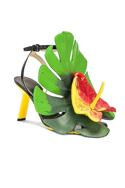 Loewe Anthurium Leather Sandals In Black