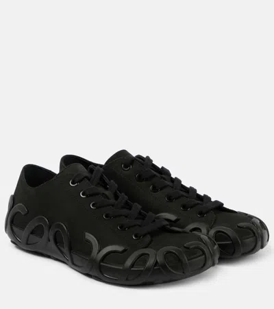 Loewe Rise Leather Sneakers In Black