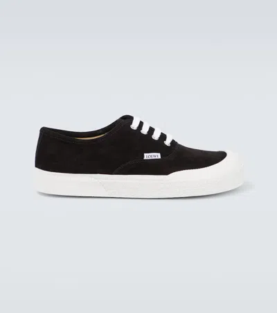 Loewe Terra Vulca Lace-up Sneakers In Suede In Black