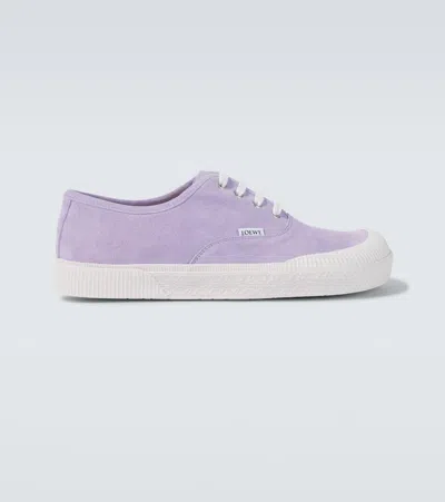 Loewe Terra Vulca Suede Sneakers In Purple