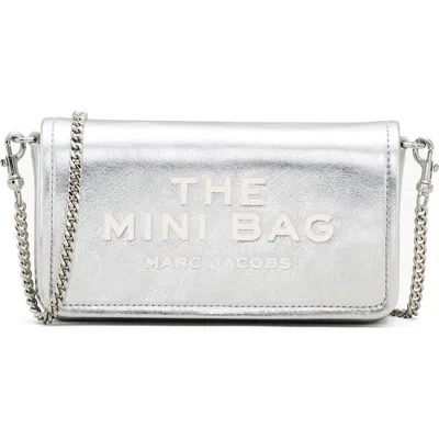 Marc Jacobs The Mini Leather Crossbody Bag In Silver