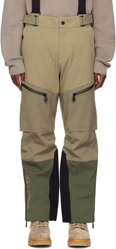 Moncler Green Ski Trousers In Khaki/green